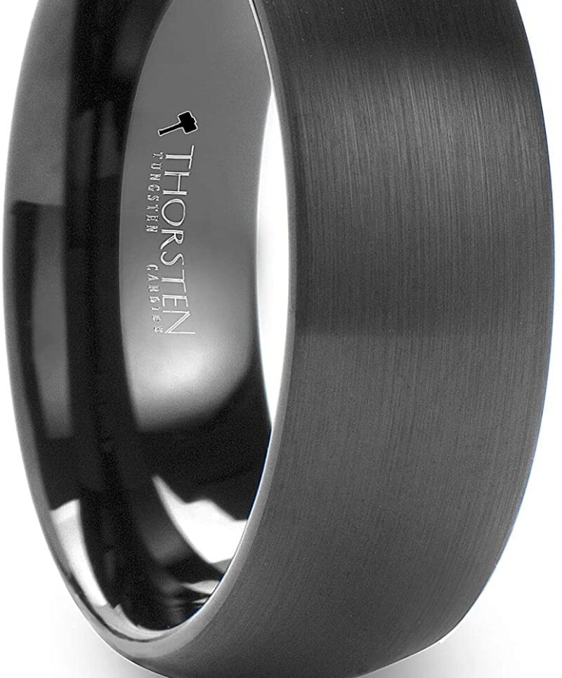 Domed Brush Finished Black Tungsten Wedding Band