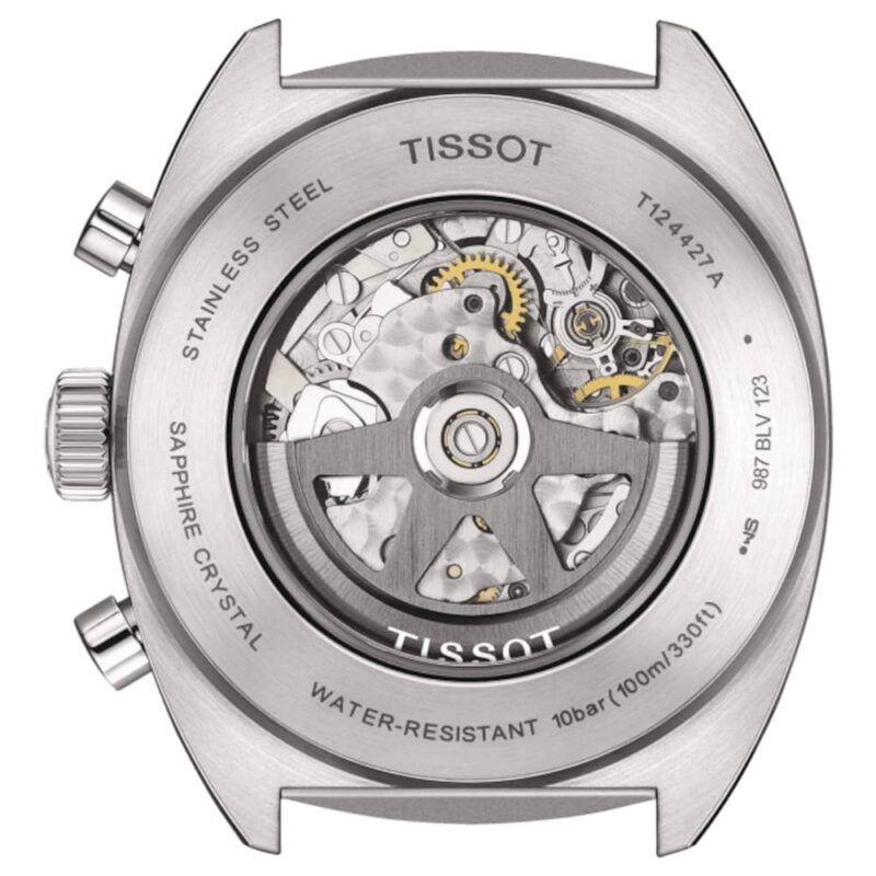 Tissot T124.427.16.051.00 Heritage 1973 Chronograph Men's Watch - Black Dial & Perforated Leather Strap - Image 4