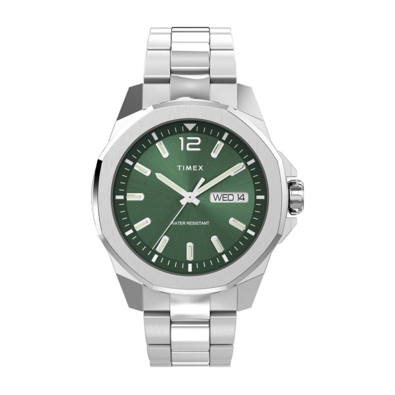 Timex Essex Quartz Men's Watch TW2W13900 - Green Dial & Silver-Tone Case