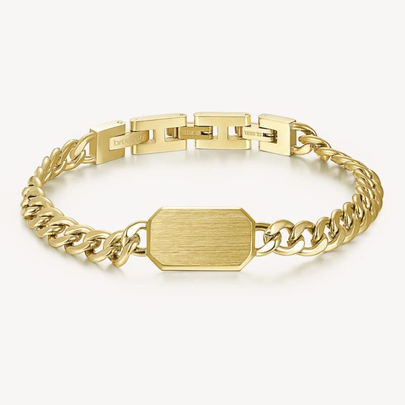 Brosway's stainless steel chain bracelet with 14K gold PVD coating and tag from the INK collection