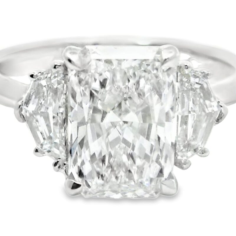 14K White Gold 2.91ct 3 stone Radiant Lab Grown Diamond Ring