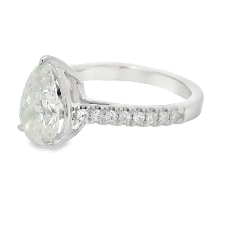Lab-Grown Pear Diamond Engagement Ring in 14K White Gold - Image 3