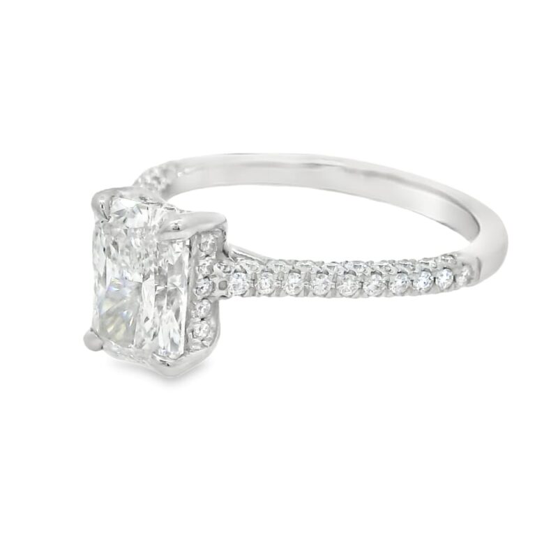 Lab-Grown 1.55ct Radiant Diamond Engagement Ring in 14K White Gold - Image 3