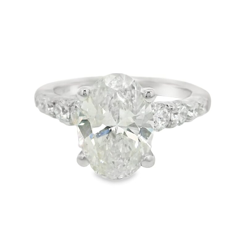 Lab-Grown Oval Diamond Engagement Ring in 14K White Gold