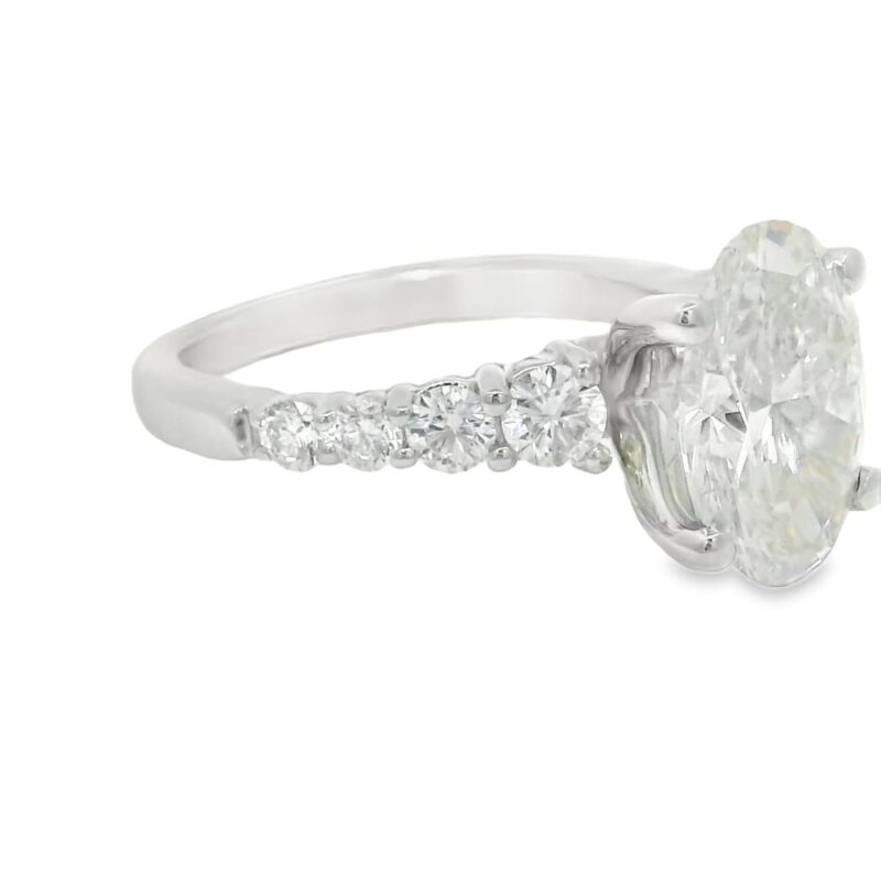 Lab-Grown Oval Diamond Engagement Ring in 14K White Gold - Image 2