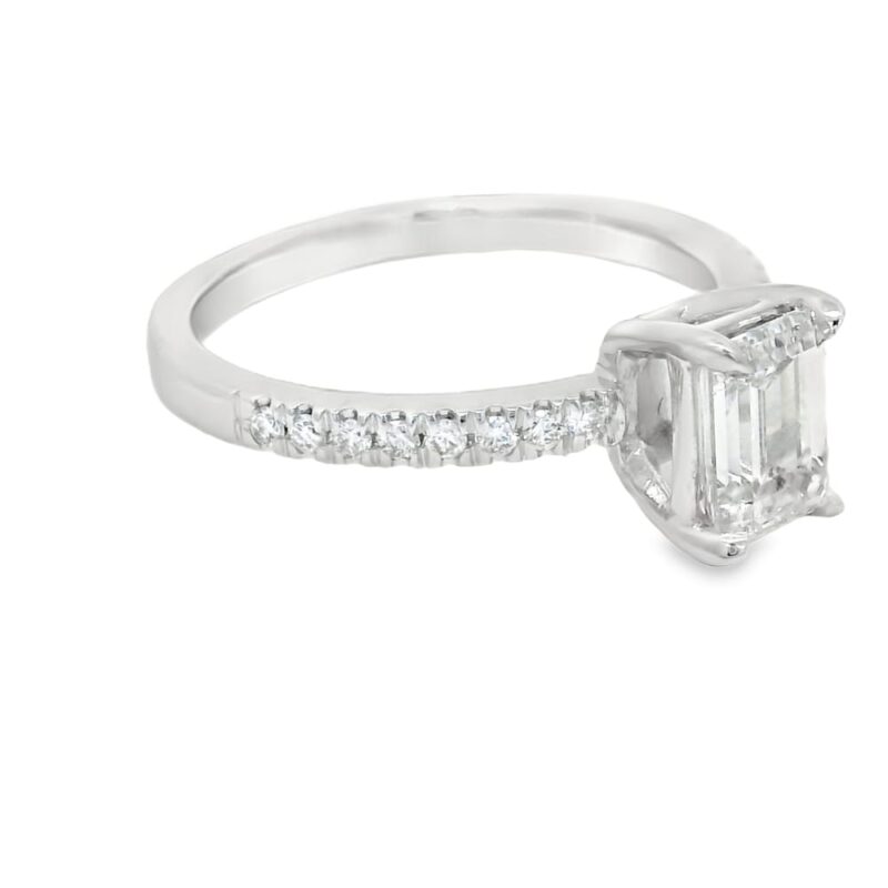 Lab-Grown Diamond Square Emerald Engagement Ring in 14K Gold - Image 2