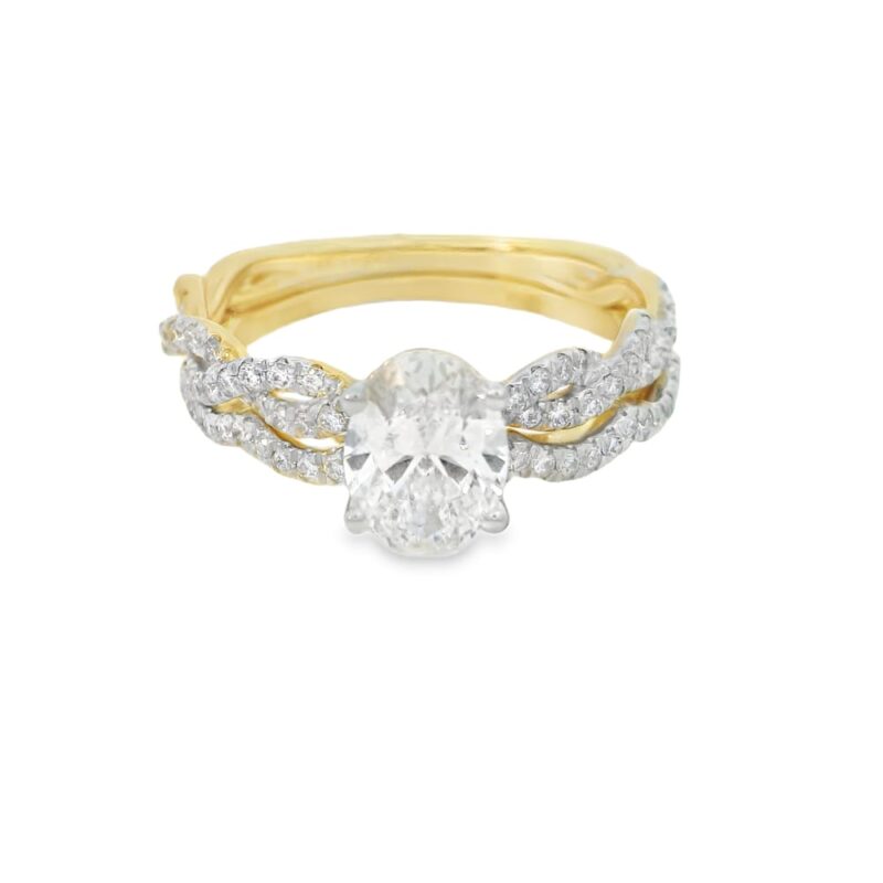 Lab-Grown Diamond Oval Ring Set in 14k Yellow Gold, 1.05ct F VS1