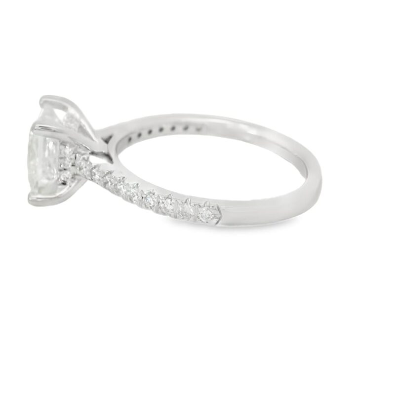 14k White Gold Princess Cut Diamond Ring with Round Accent Stones - Image 2