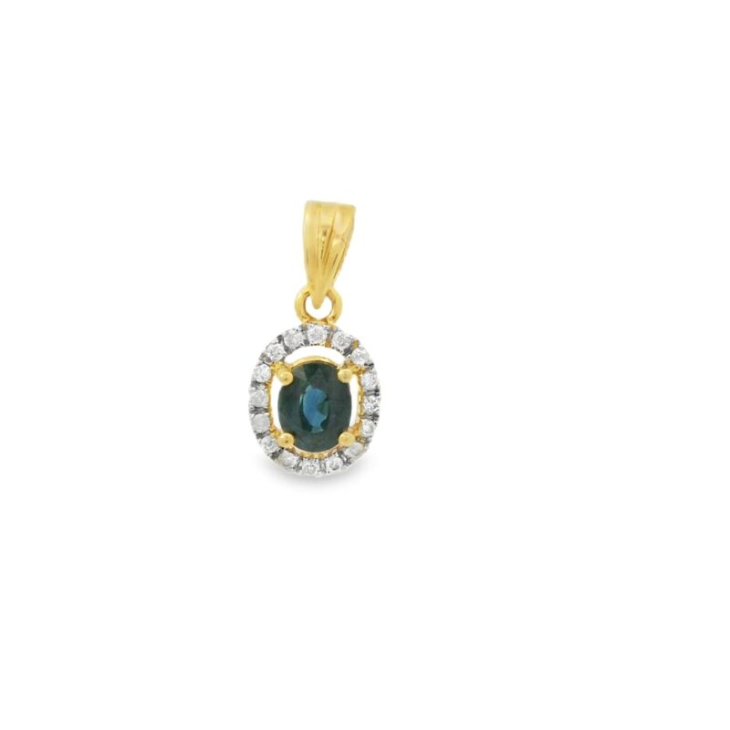 14K Yellow Gold Sapphire and Diamonds Pendant