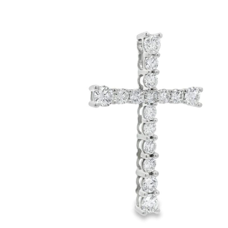 14K White Gold Diamond Pendant with 16 Round Stones - Image 3