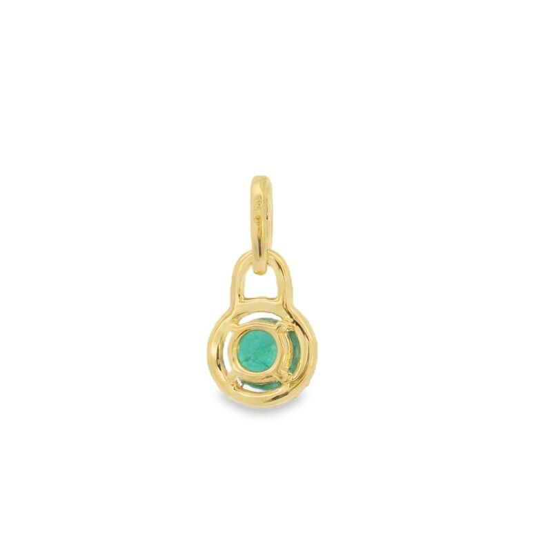 14K Yellow Gold Emerald and Diamond Pendant - Image 3