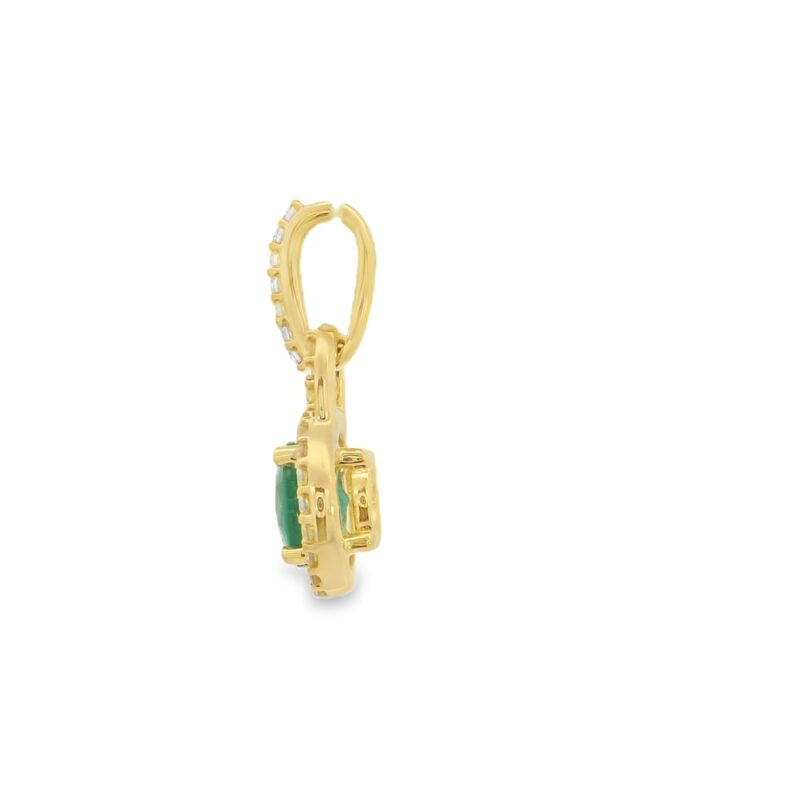14K Yellow Gold Emerald and Diamond Pendant - Image 2