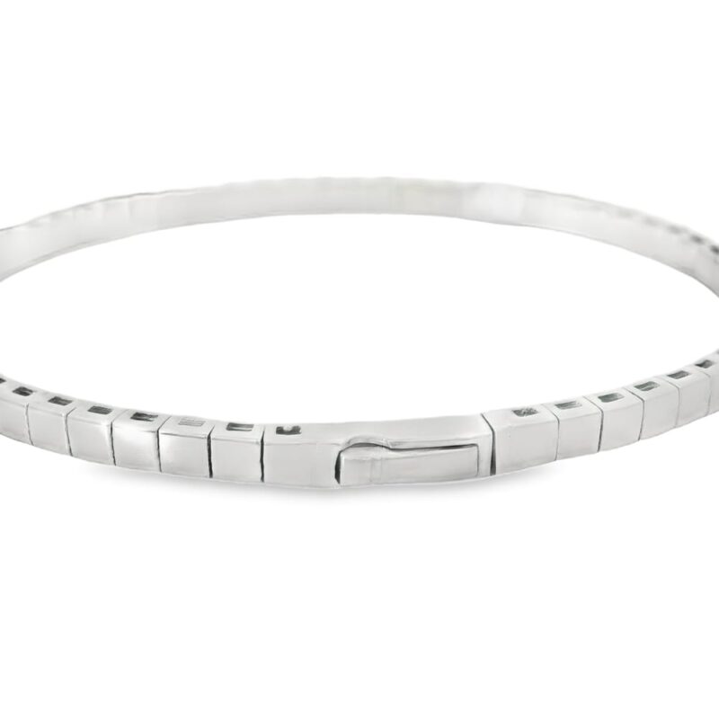 14K White Gold 3ct Diamond Flex Bangle - Image 2