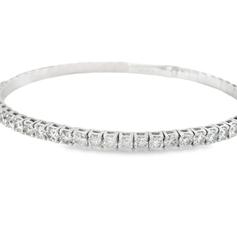 14K White Gold 3ct Diamond Flex Bangle