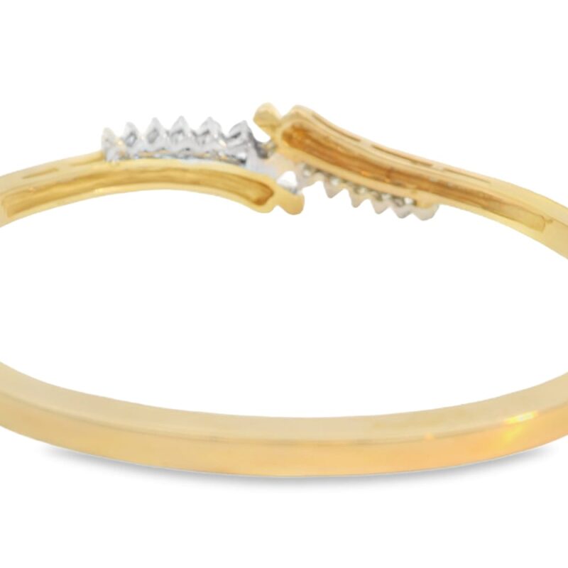 14K Gold Yellow Bangle with 0.75 ctw Round Diamonds Stones - Image 2