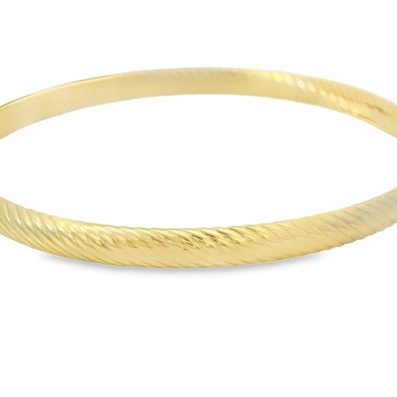 14K Gold Yellow Twisted Bangle for Women, 5g Weight