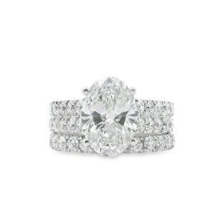 14K White Gold Lab-Grown Oval Diamond Engagement Ring 3.05ct F VS1