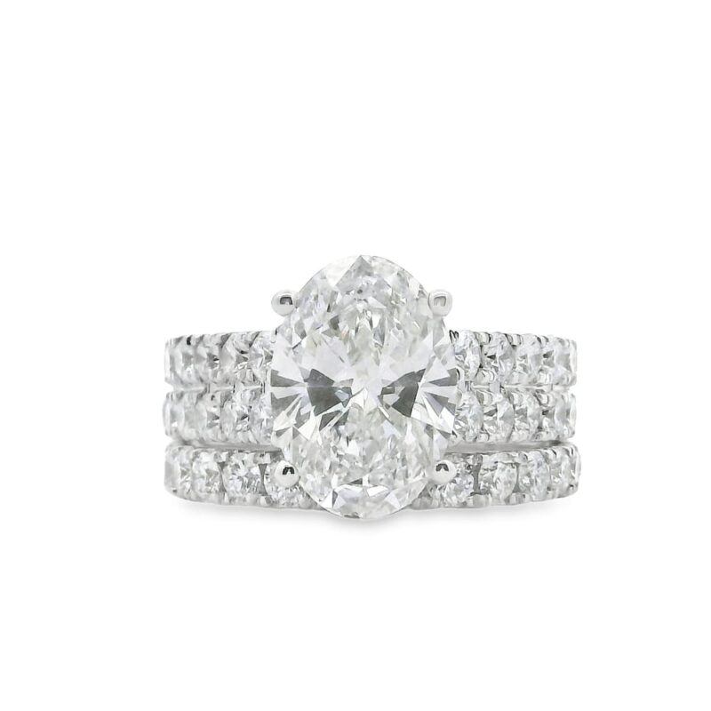 14K White Gold Lab-Grown Oval Diamond Engagement Ring 3.05ct F VS1