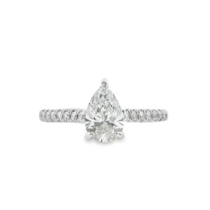 14K Gold Lab-Grown Pear Engagement Ring with Diamond Accents