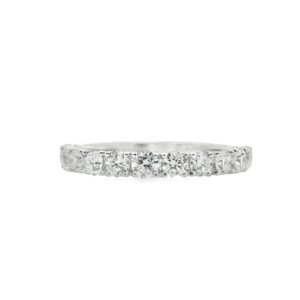 14K White Gold Lab-Grown Diamond Women's Wedding Band with 11 Stones