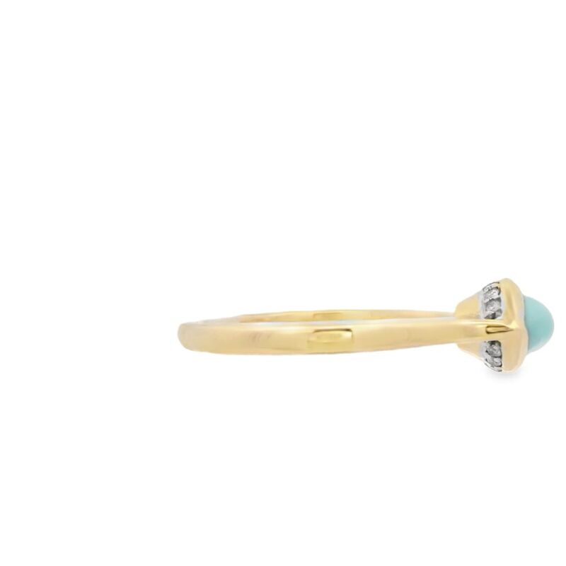 14K Yellow Gold Turquoise and Diamond Ring