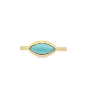 14K Yellow Gold Turquoise and Diamond Ring