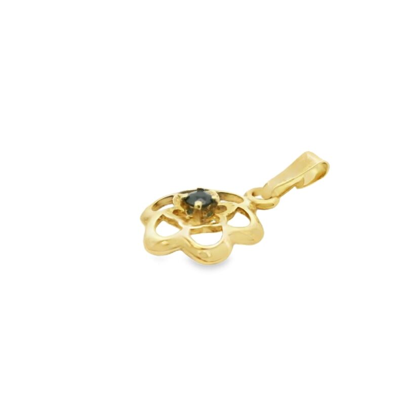 95-00537 Pendant 14KT YG Flower w/small Sapphire in Center