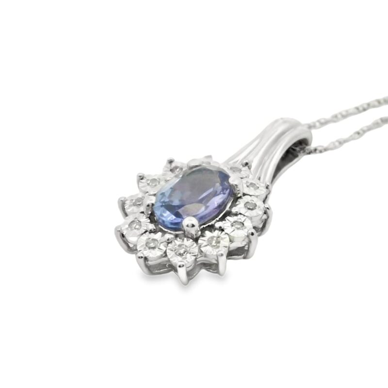 10K White Gold Diamond Tanx Pendant
