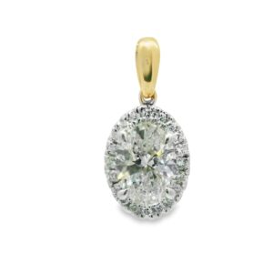 14K Gold Yellow Lab-Grown Oval Diamond Pendant with Side Stones