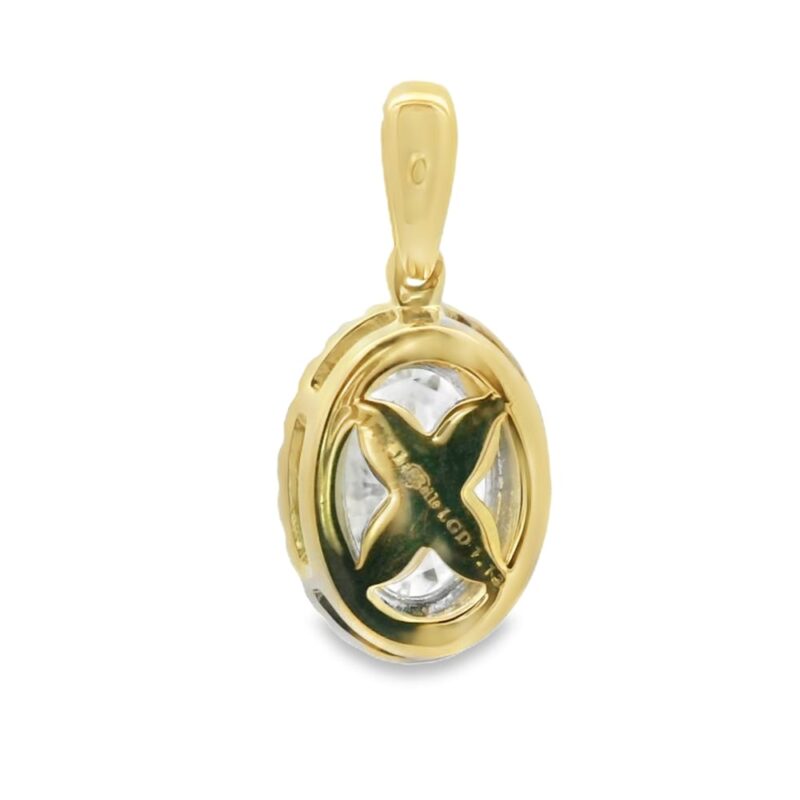 14K Gold Yellow Lab-Grown Oval Diamond Pendant with Side Stones