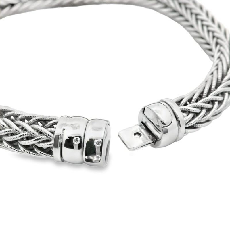 14k White Gold Quad Wheat Bracelet 8"