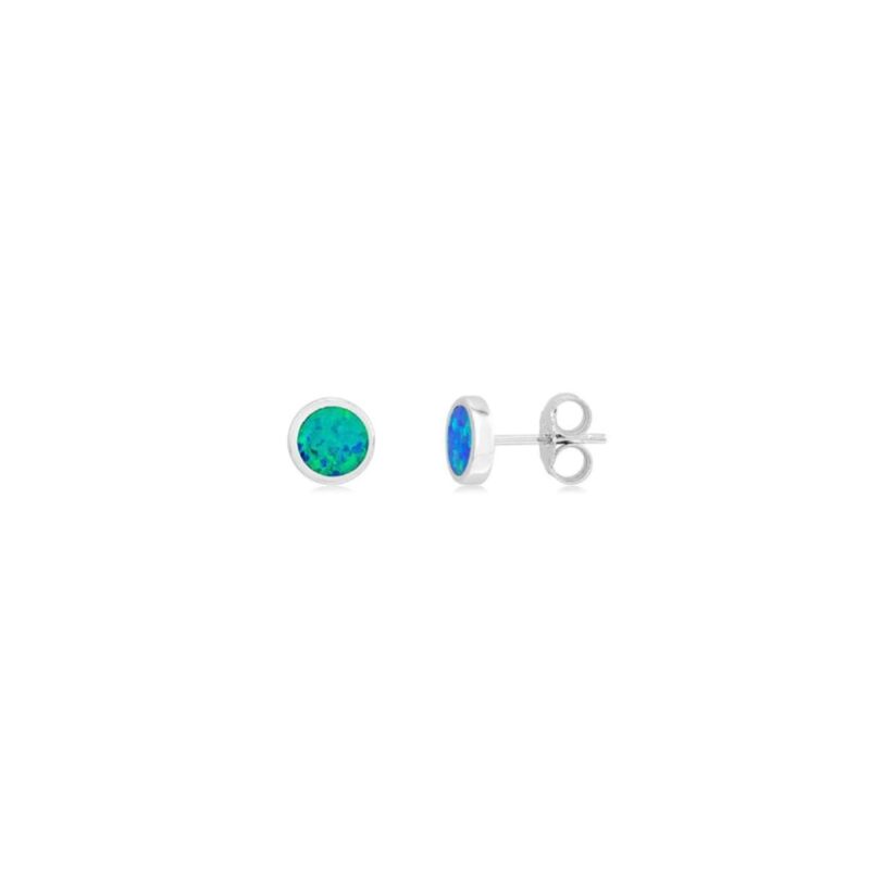 Opal Circle 7mm Silver Studs