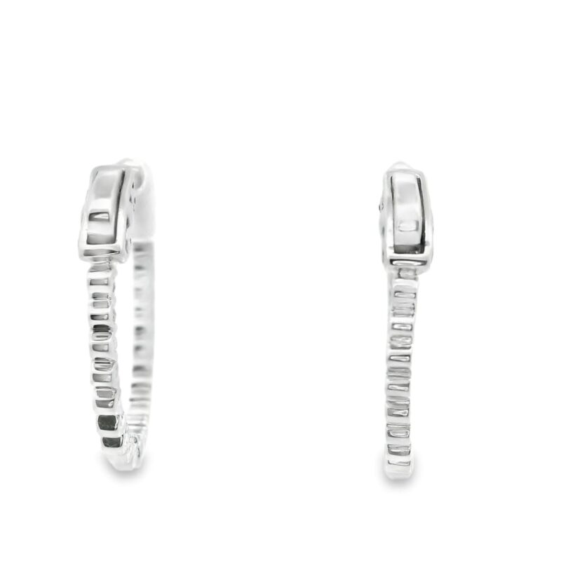 14K White Gold Lab-Grown Diamond Earrings with 50 Stones