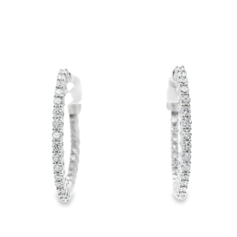 14K White Gold Lab-Grown Diamond Earrings with 50 Stones