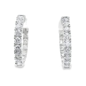 14K Gold White Lab-Grown Diamond Earrings with 30 Stones, 2.00ct Total Weight