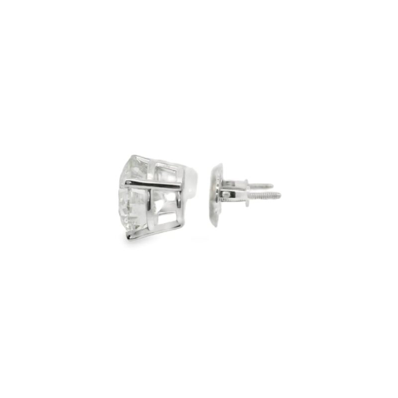 14K White Gold Lab-Grown Diamond Earrings with Round Stones, 4.00 Total Weight