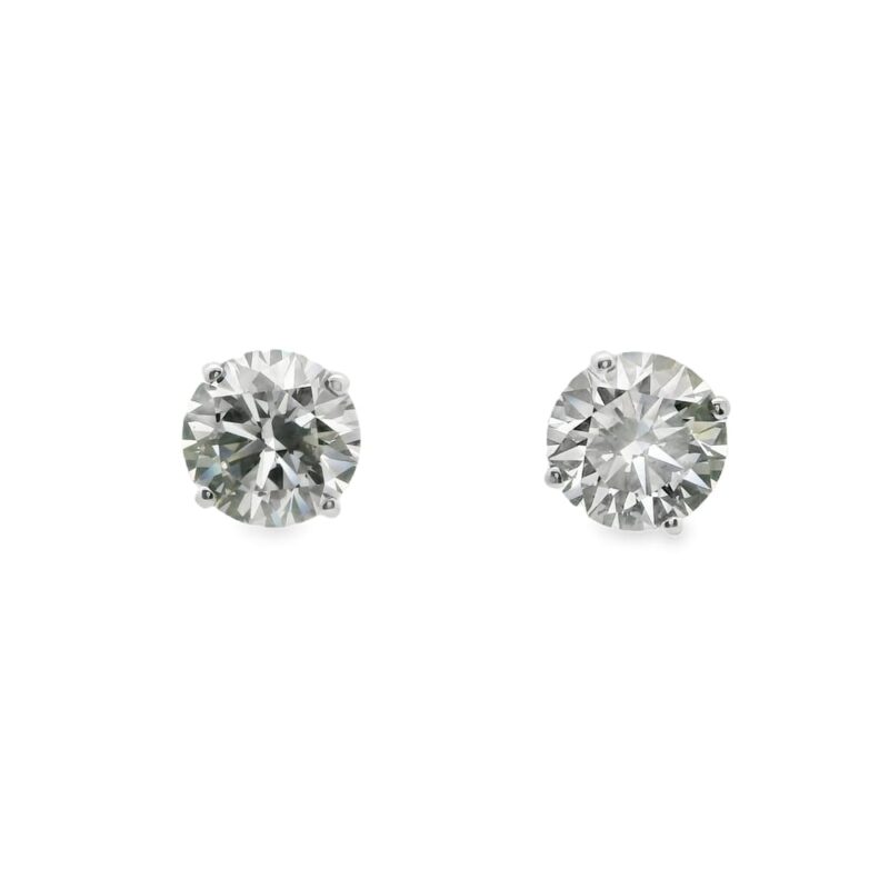 14K White Gold Lab-Grown Diamond Earrings with Round Stones, 4.00 Total Weight