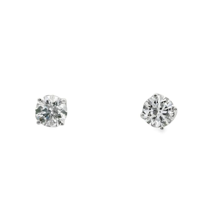 14K White Gold Lab-Grown Diamond Earrings with 1.11 ct Total Weight
