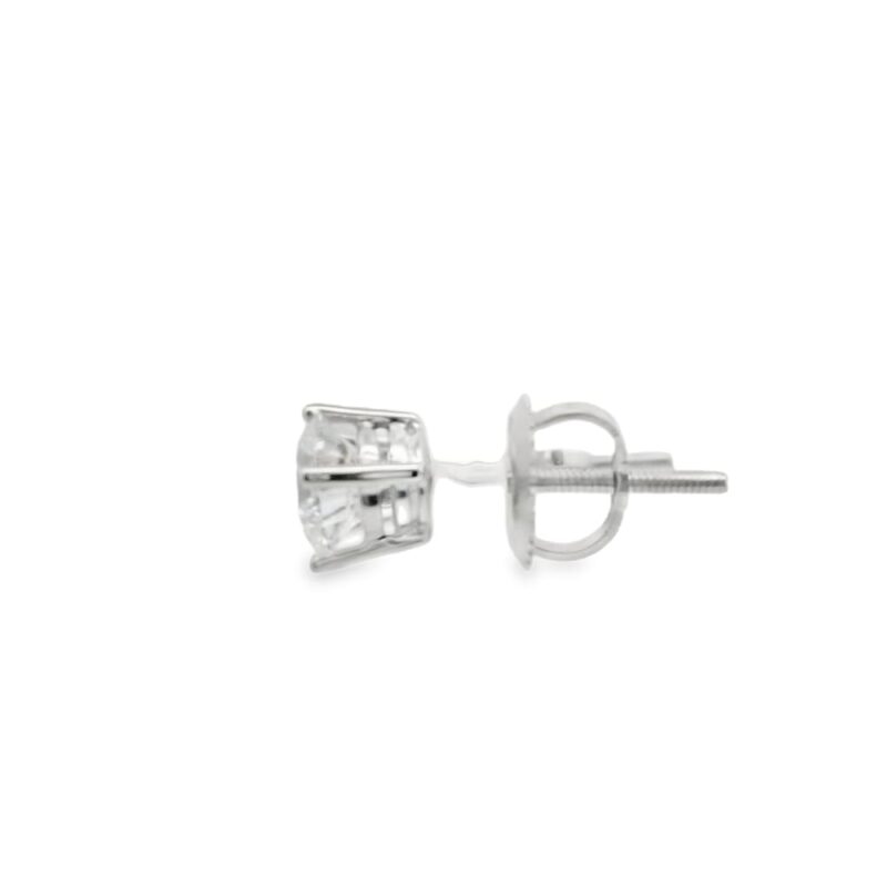 14K White Gold Lab-Grown Diamond Earrings with 1.11 ct Total Weight