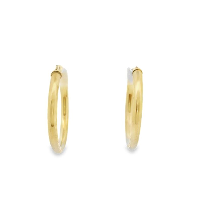 14KT Yellow Gold 1gr Diamond-Cut Hoop Earrings for Women