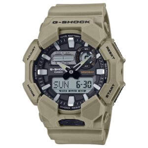 Men's Casio G-Shock Analog Digital Tan Resin Strap Watch with Black Dial