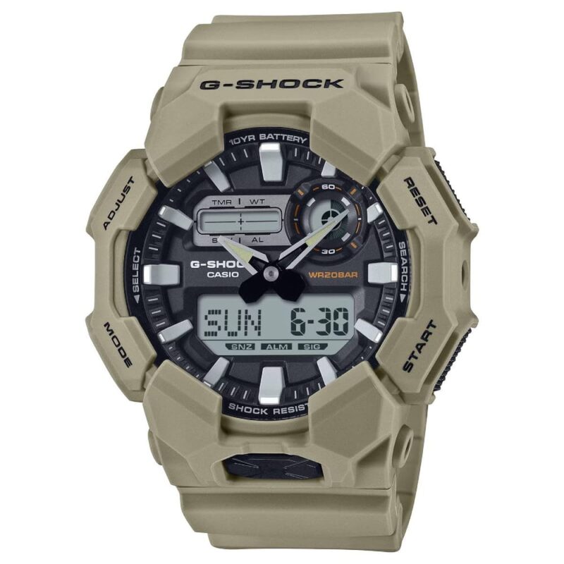 Men's Casio G-Shock Analog Digital Tan Resin Strap Watch with Black Dial
