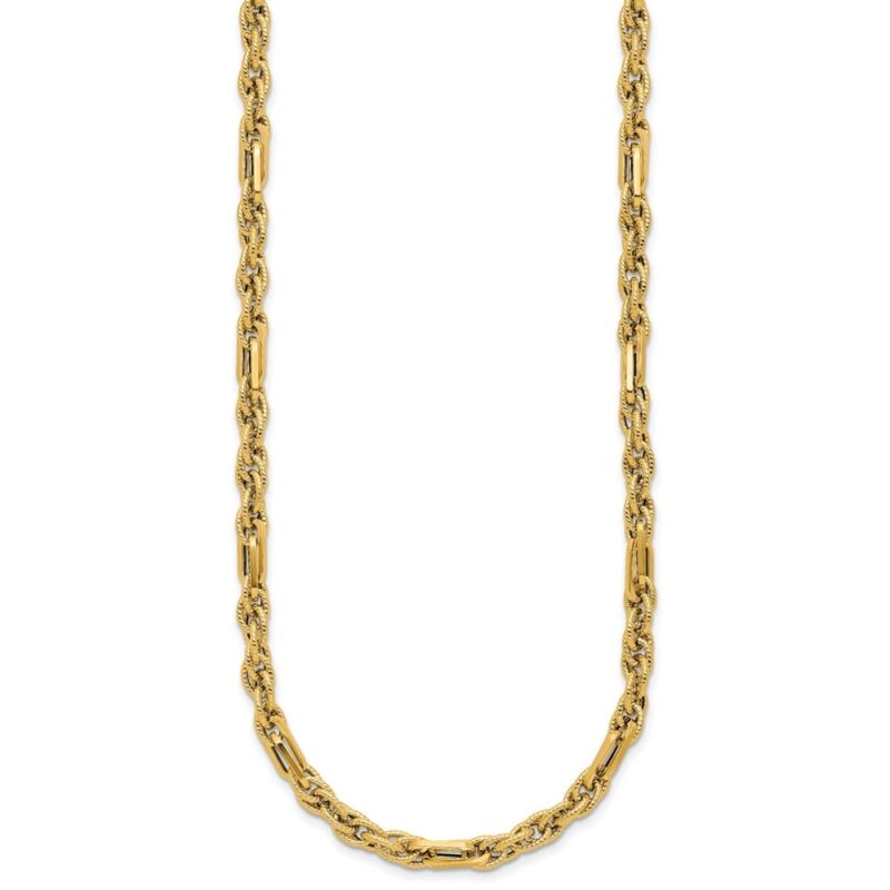 Leslie's 14K Polished and Textured Fancy Link Necklace - 18 inches