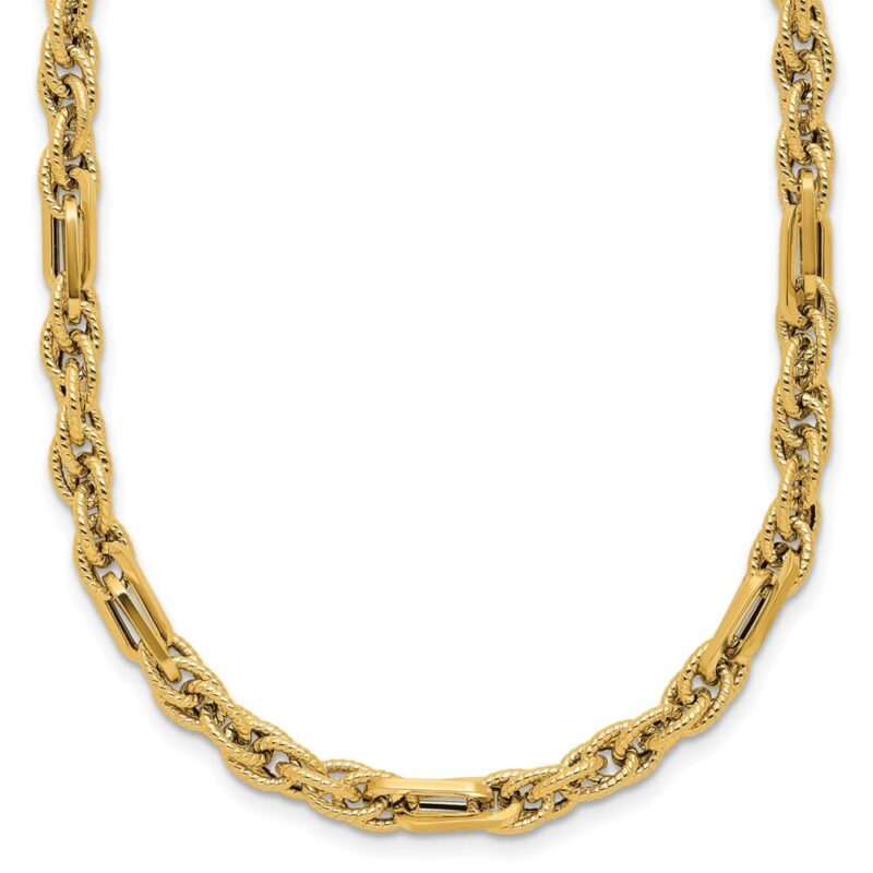 Leslie's 14K Polished and Textured Fancy Link Necklace - 18 inches