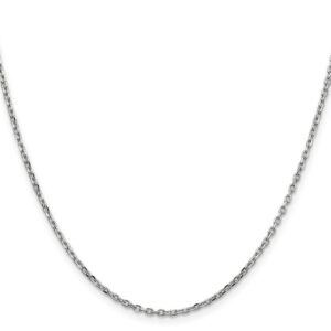 14K White Gold Diamond-Cut Round Open Link Cable Chain - 18 Inch