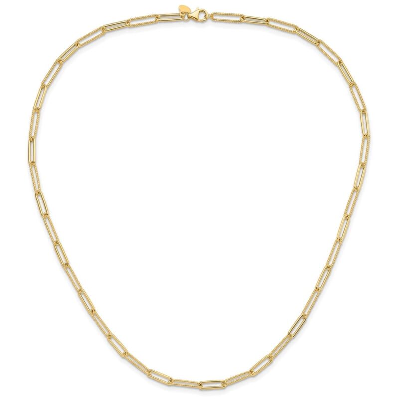 Leslie's 14K Polished and Textured Paperclip Link Necklace