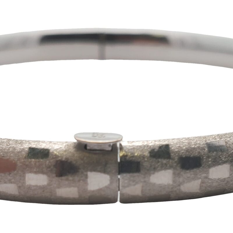 14K White Gold 6mm Textured Finish Bangle