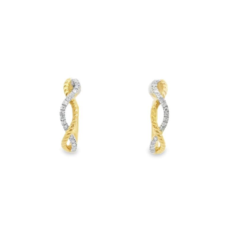 14K Yellow Gold Diamond Hoops