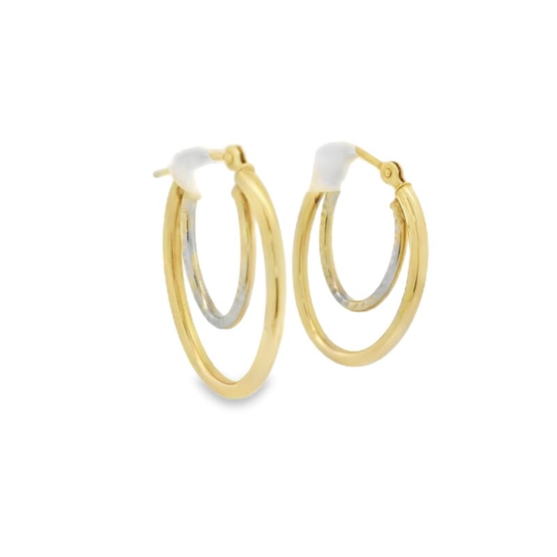 14K White & Yellow Gold Hoop Earrings