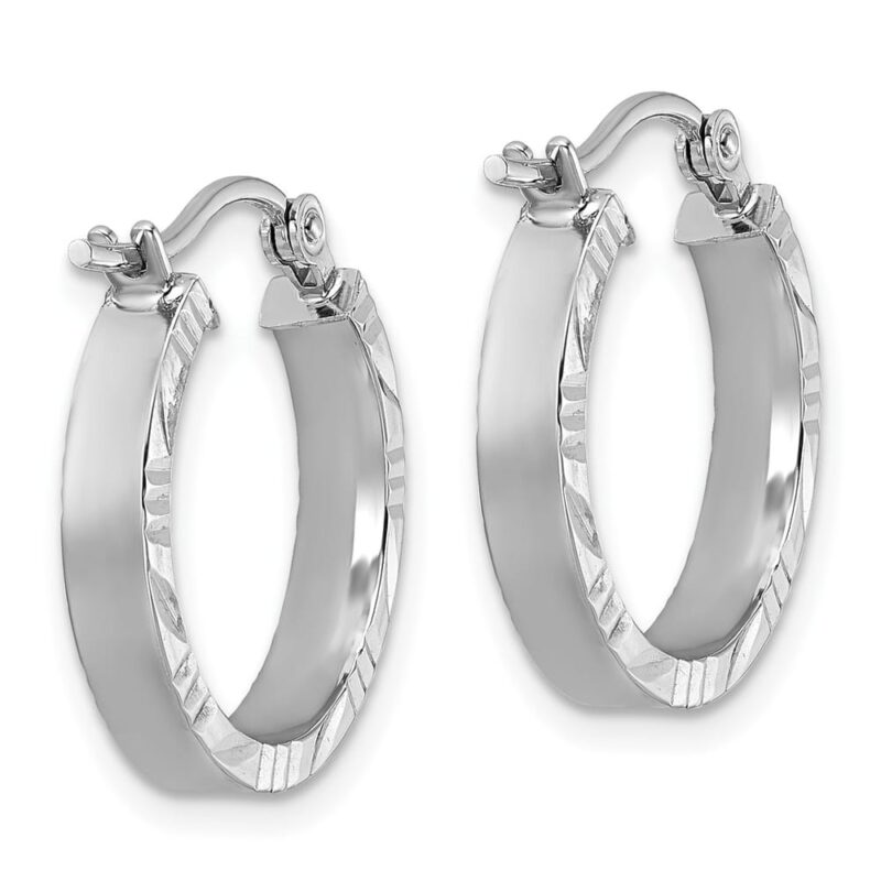 Leslie's 10k White Gold Small 3mm D/C Edge Polished Hoop Earrings